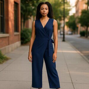 Shades of Grey‎ by Micah Cohen Wrap Origami Jumpsuit Corduroy Blue Size XXS